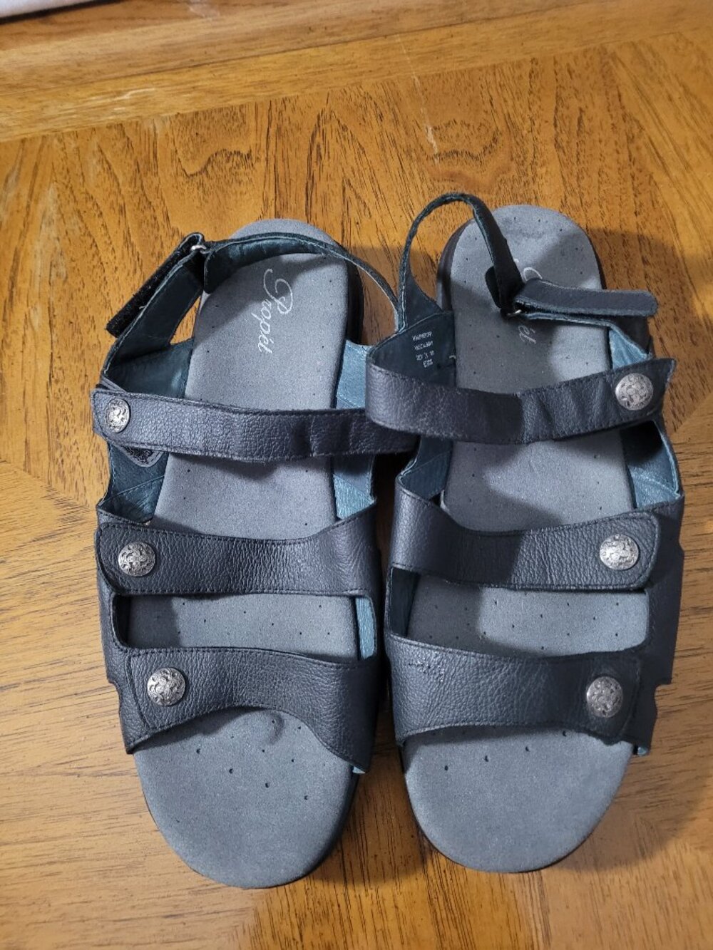 Propet Black Leather Sandals Size 12